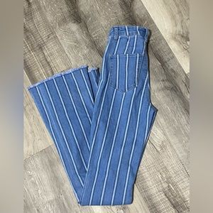 SHEIN pinstripe flare jeans